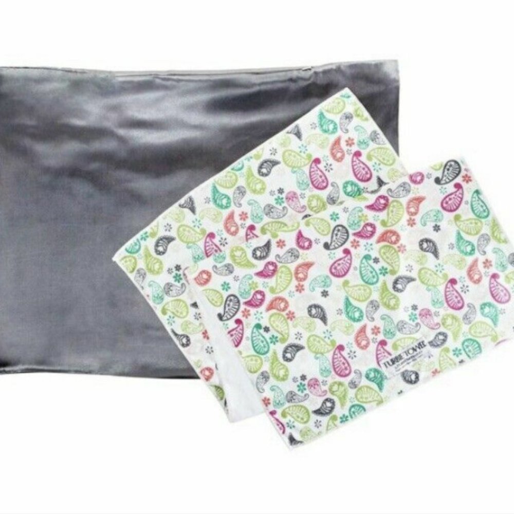 Turbie Twist Microfiber Day Hair Towel Night Satin Pillow Case Set Of 2 Pk - Picture 3 of 5